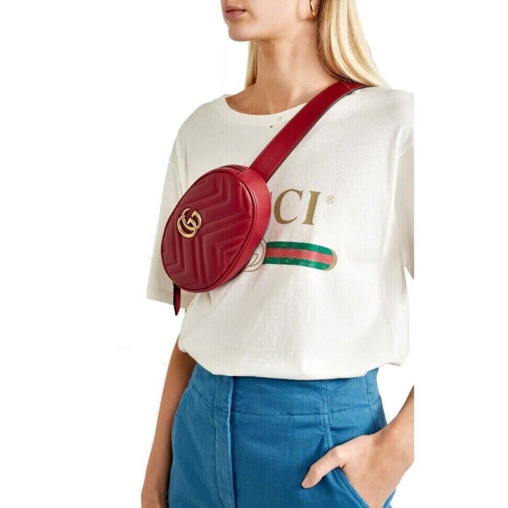 NWT Brand New Gucci GG Marmont Apollo Belt Bag Red Size 85 Women’s - Picture 2 of 16